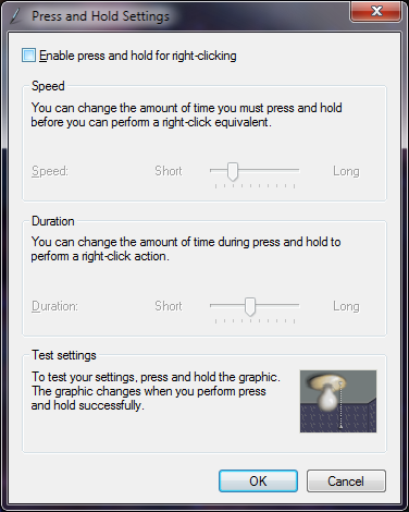 Press and Hold Settings